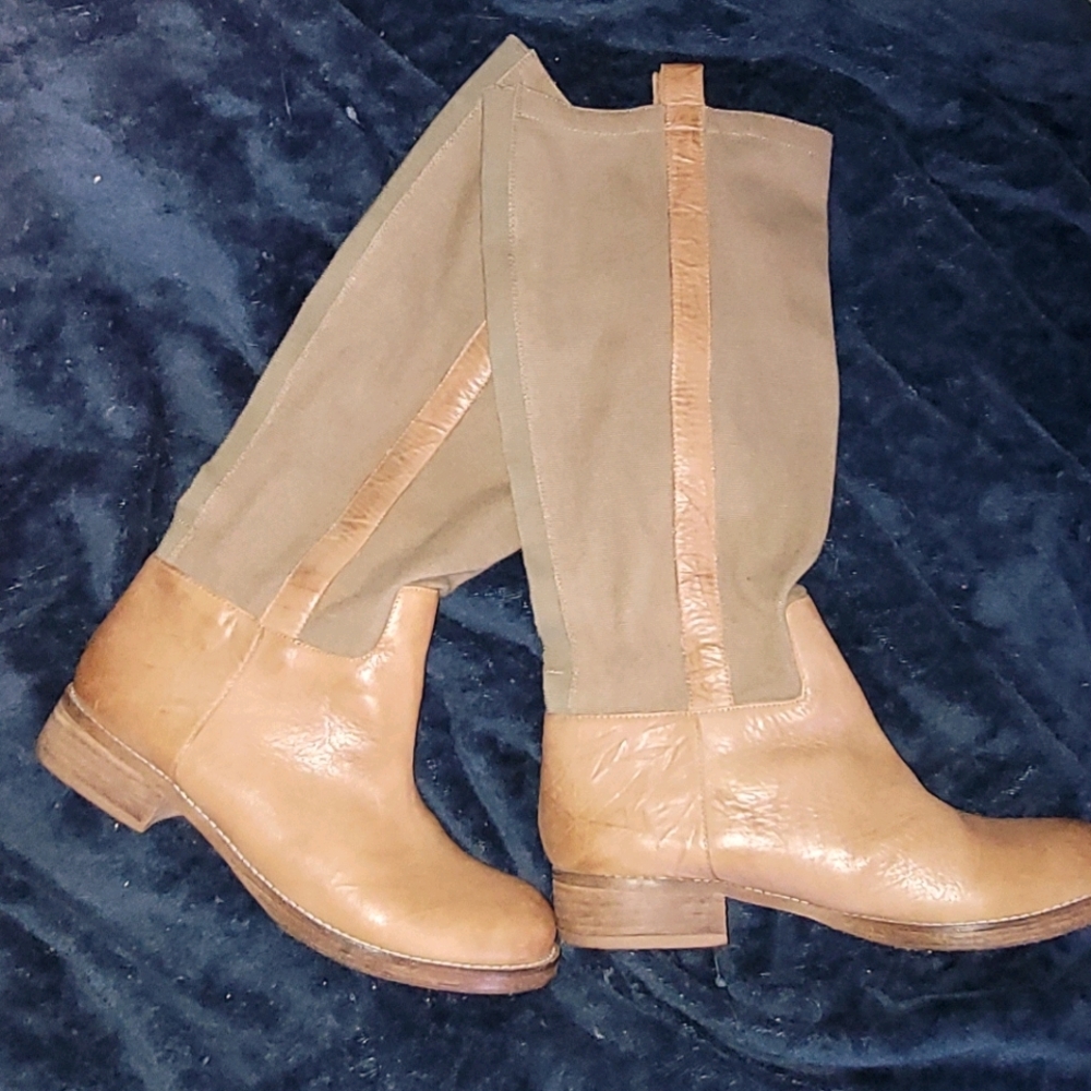 Leather and canvas riding boots
